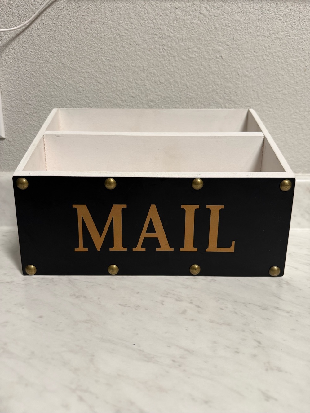 MAIL Wooden Mail Organizer - Black and White